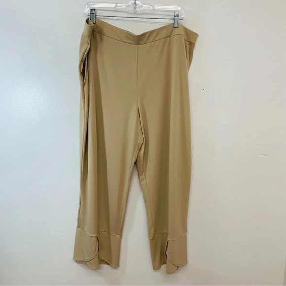 Susan Graver  Liquid Knit Tulip Hem Crop Pants XL Pull On Neutral Pockets Travel - Picture 2 of 13